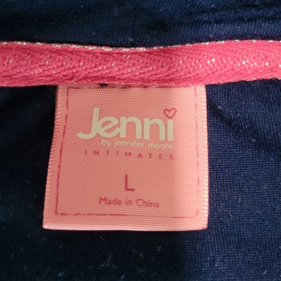 Jenni Intimates Polka Dot Velour Lounge Wear Set Hoodie & Pant Set L EUC Navy - Picture 7 of 16